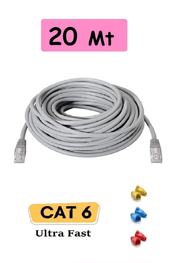 20 Metre Cat6 İnternet Ethernet Kablosu Rj45 Cat 6 Patch Lan Kablo Yüksek Hız High Speed - 1