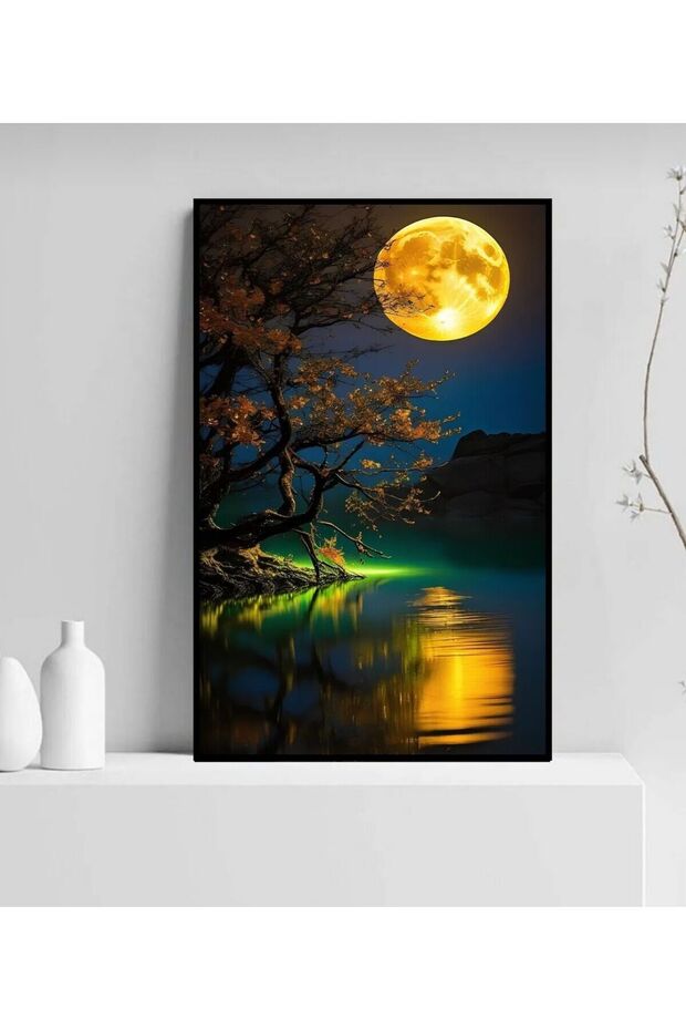 Ayın Gece Görünümü Ultra HD Kanvas Duvar Tablo - 2