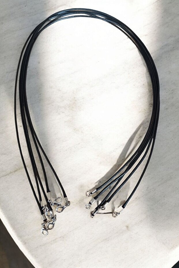 Deri Kauçuk Kolye Ipi Takı Ipi Papağan Klipsli Hazır Kolye Ipi 3 Adet 70 Cm Kolye Ipi - 1