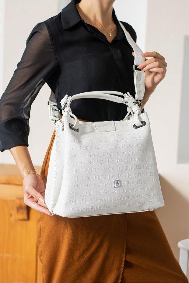 White Color Handmade Large Size 5 Compartment Braided Casual Model Women's Shoulder Bag