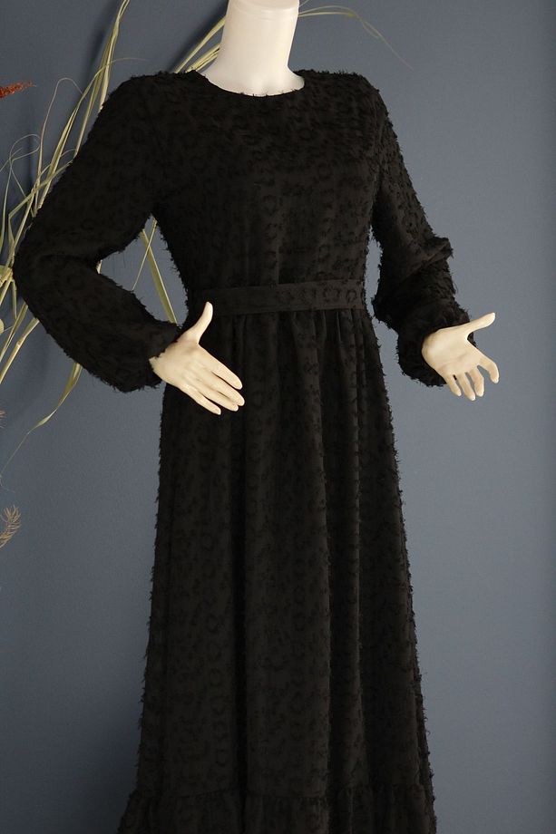MERCAN Astarlı Şifon Elbise - 1