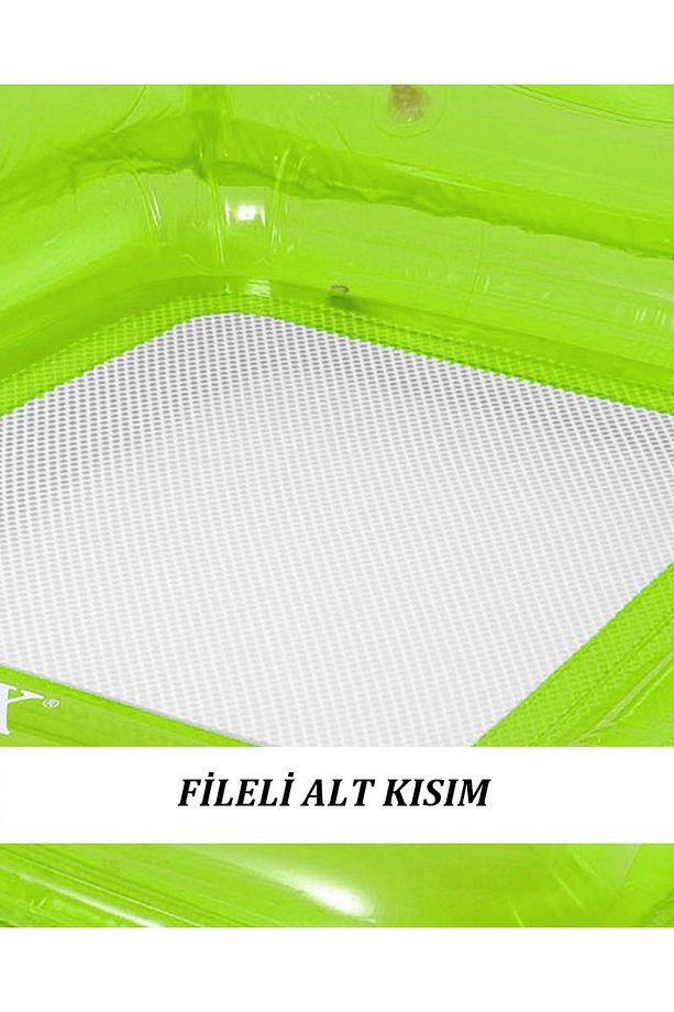 Şeffaf Deniz Simidi Fileli-Fileli Kare Simit-Transparan Deniz Şezlongu-Kare Deniz Simidi 104x102 cm. - 4