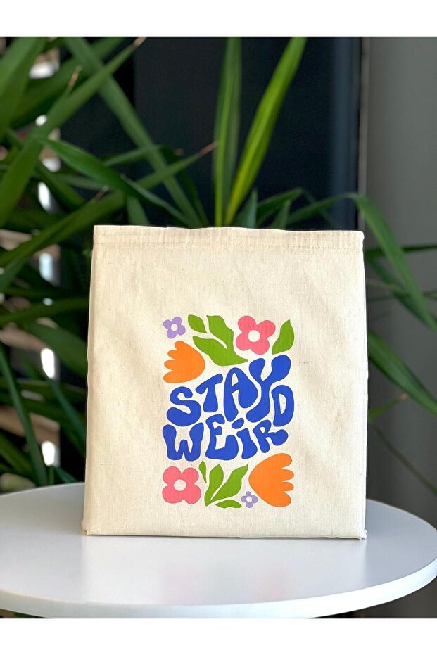 Stay Weird Raw Canvas Shoulder Bag