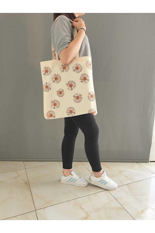 Raw Cloth Bag - Daisy Pattern