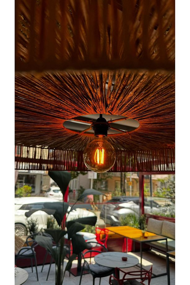 Hasır Avize 65x65 Bohem Avize Jüt Avize Oda Mutfak Salon Avize Kafe Restoran Avize - 5