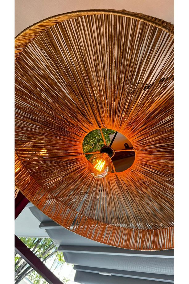 Hasır Avize 65x65 Bohem Avize Jüt Avize Oda Mutfak Salon Avize Kafe Restoran Avize - 6