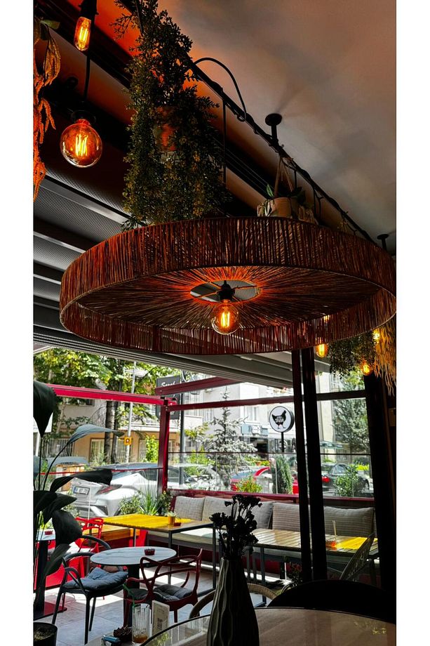 Hasır Avize 65x65 Bohem Avize Jüt Avize Oda Mutfak Salon Avize Kafe Restoran Avize - 7
