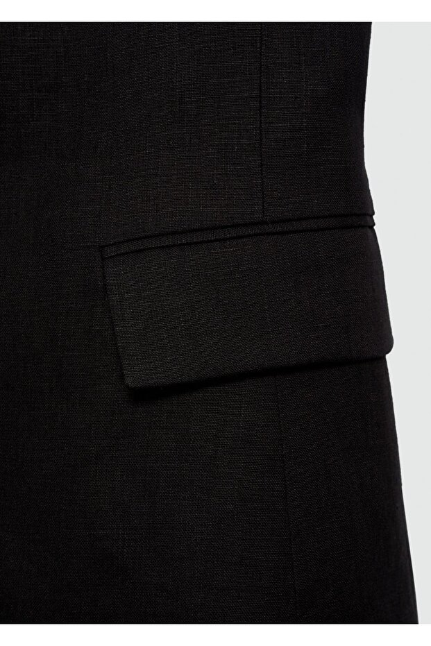 Halter yaka keten yelek - 8