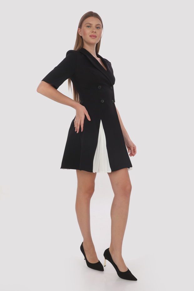 Siyah Ceket Elbise Piliseli - 3