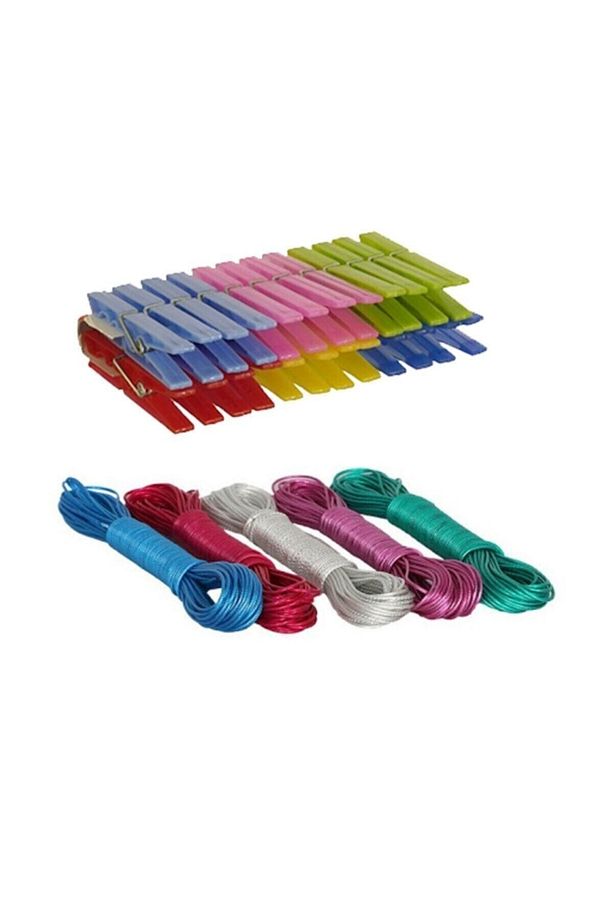 Çelik Çamaşır Ipi 10 Metre X 5adet ( 24 Adet Plastik Çamaşır Mandal Hediye ) - 1