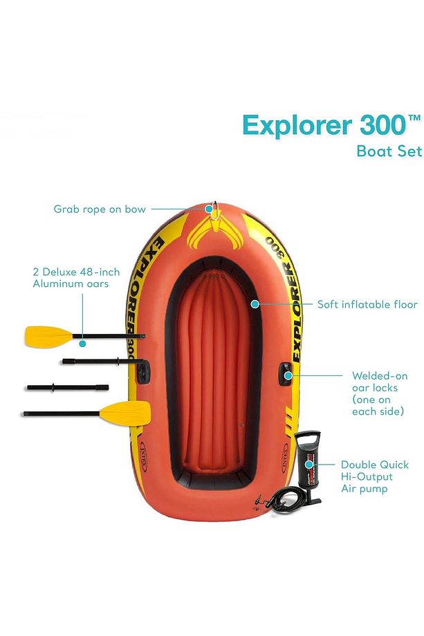 Kürekli Binici Bot Seti -Kürekli Şişme Bot Set-Havuz ve Deniz Binici Bot Explorer 300-211x117x41 cm. - 5