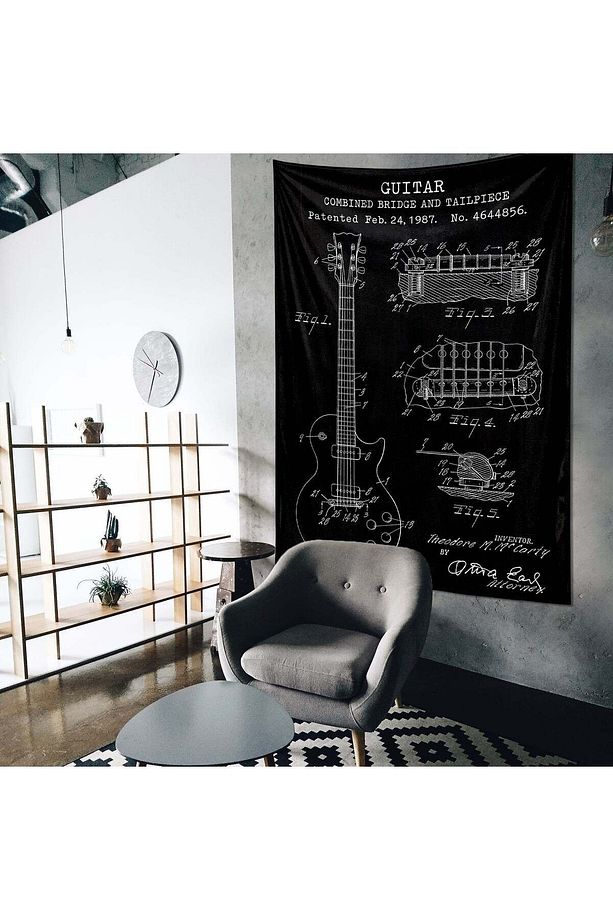 Gibson Les Paul Gitar Chalkboard Duvar Örtüsü - 100 Cm X 135 Cm - 5