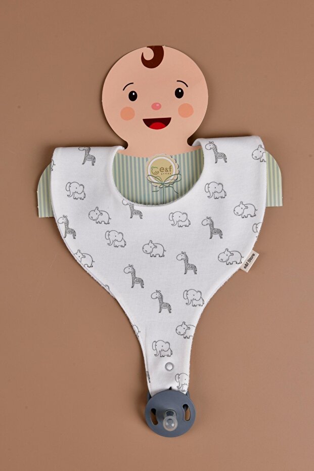 Liquid Proof Pacifier Holder Bib - Safari