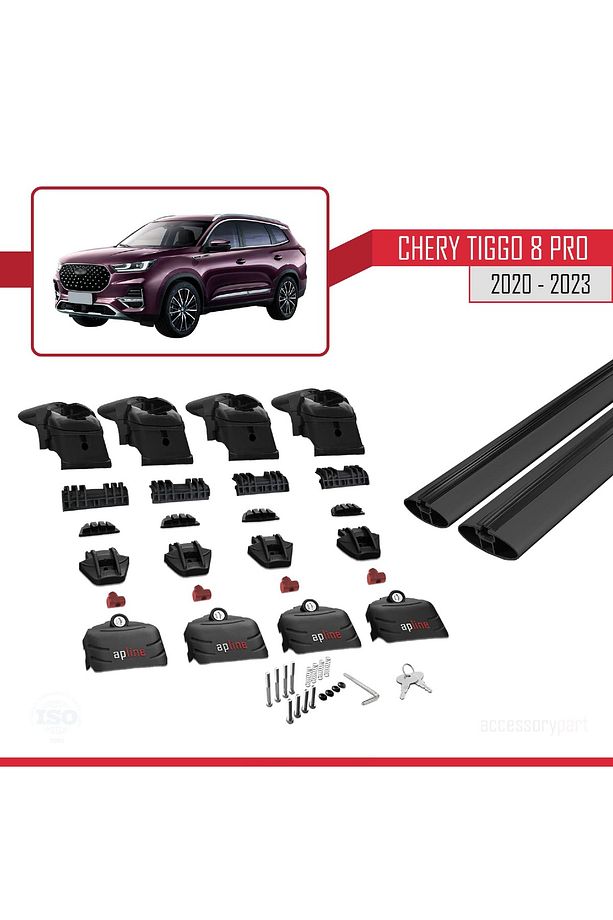 Chery Tiggo 8 Pro 2020 Sonrası ile uyumlu ACE-2 Ara Atkı Tavan Barı SİYAH - 7