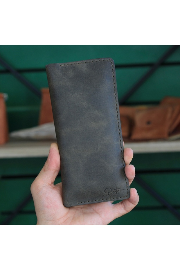 Handmade Genuine Leather Long Wallet iPhone Phone Case