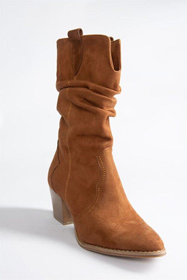Brązowe zamszowe buty damskie J404040002 - 6