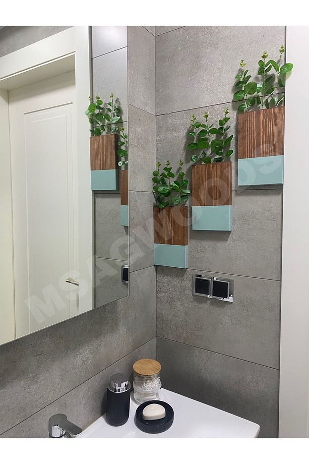 3'LÜ AHŞAP ÇİÇEKLİK MUTFAK BANYO KIŞ BAHÇESİ YAPAY ÇİÇEK BALKON EV HEDİYESİ ÇEYİZ BOHEM RUSTİK - 6