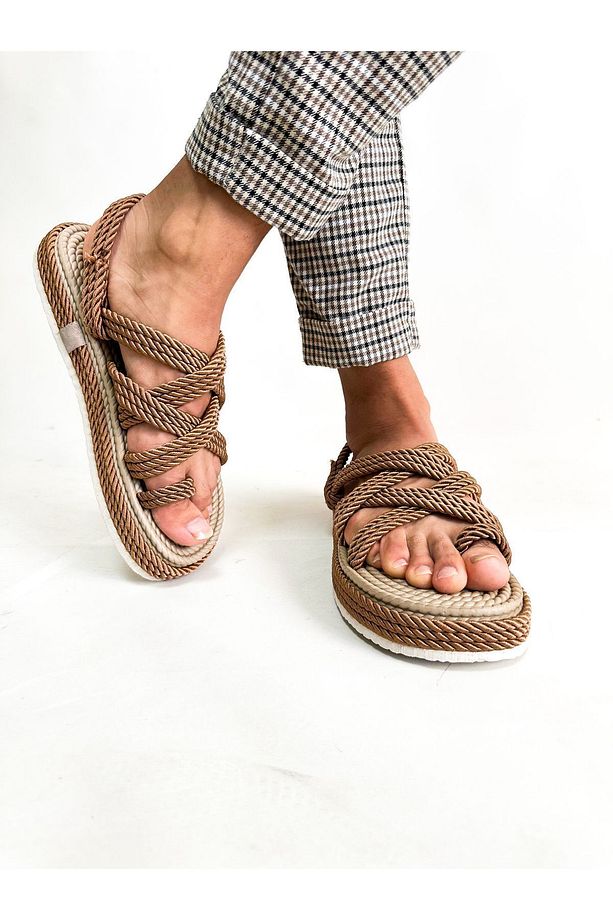 Unisex Hasırtaba Halat Yüksek Taban Sandalet - 7