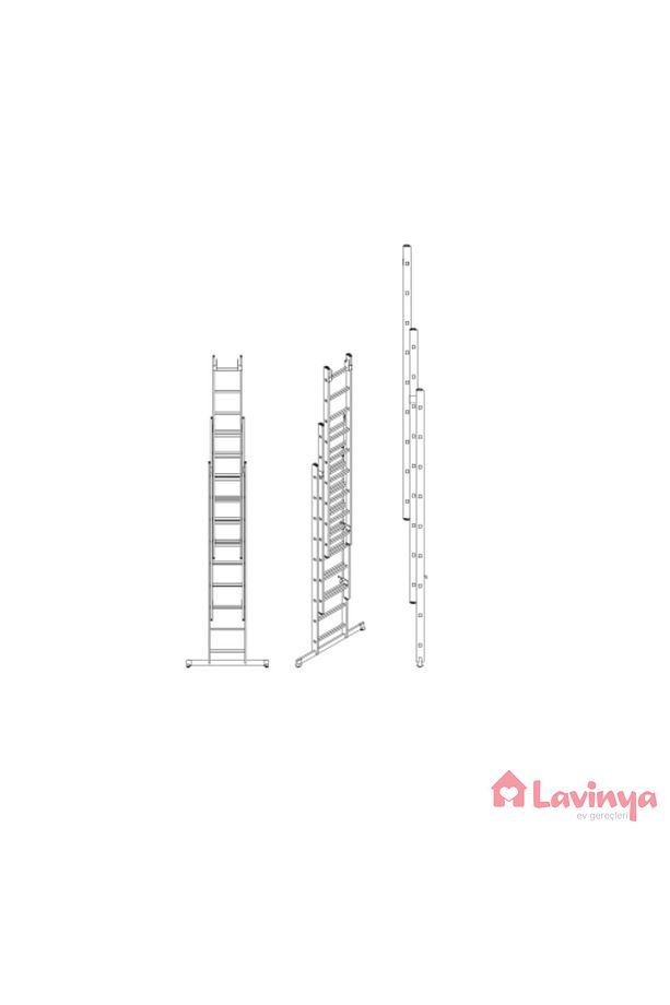 Sürgülü 3x2.5= 7.5 mt Endüstriyel Alüminyum Merdiven 7.5 metre Ptt Merdiven - 2