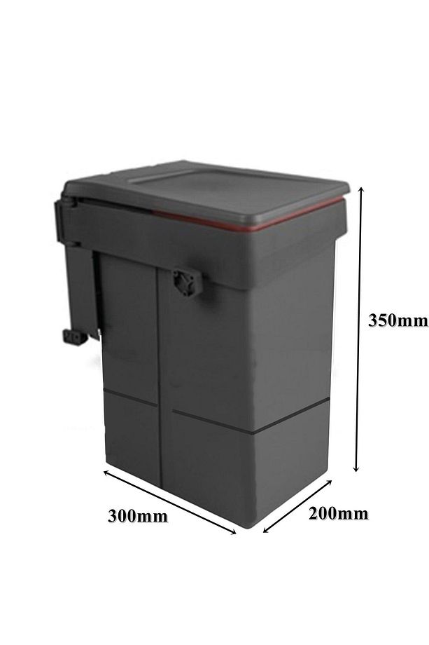 Kapağa Monte Çöp Kutusu Antrasit 20 Litre (KAPAK GENİŞLİĞİ MİN. 45 CM) - 5