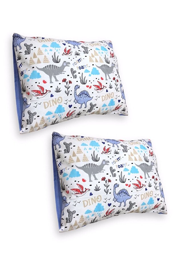 Baby Kids Pillowcase 35X45 (2 Pieces) Dino Dinosaur Blue