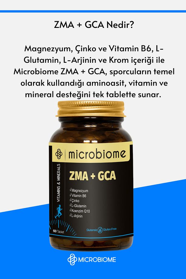 2'li Paket: Microbiome ZMA + GCA 60 Tablet x2 Adet Spor Supplement - 3