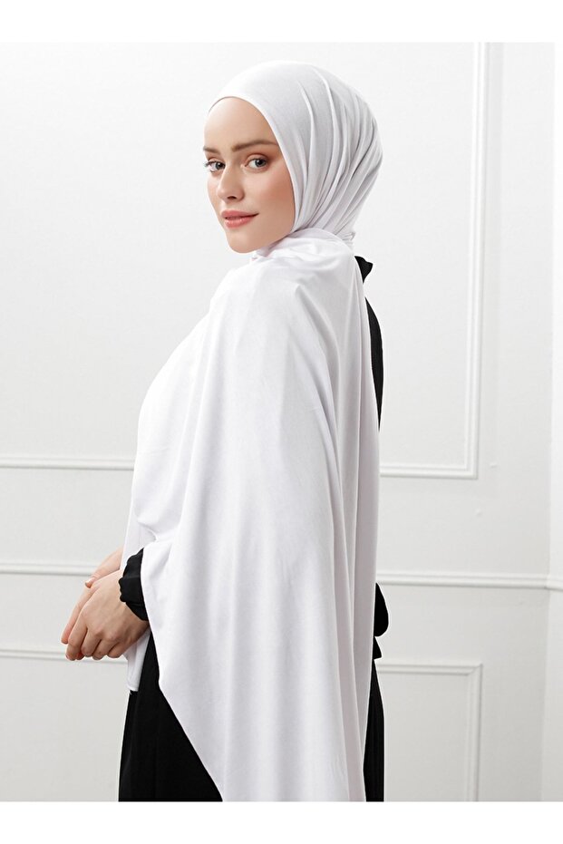 Lycra Combed Shawl - White - 2