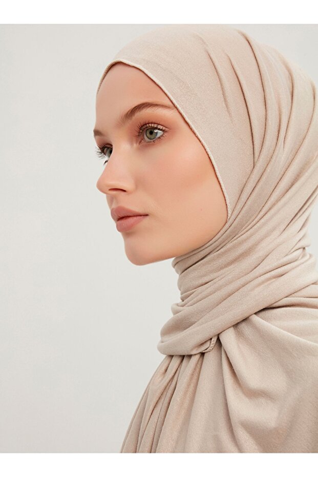 شال قطن ليكرا ممشط - حجري - 1