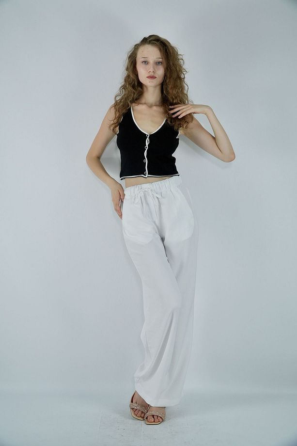 Beyaz Keten Pantolon - 2