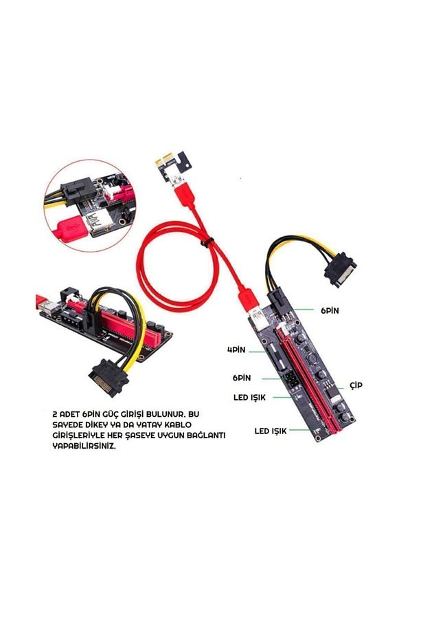V009s Riser 1x-16x Yükseltici Genişletici Mining Rig Pcı-e Ekran Kartı - 5