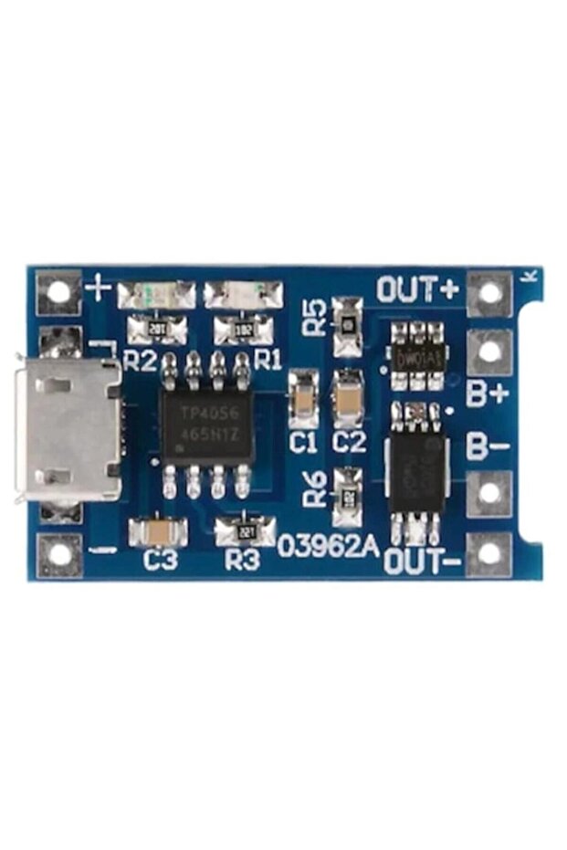 Tp4056 Korumalı Lityum Lipo Pil Şarj Devresi Micro Usb Batarya - 1
