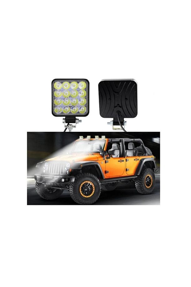4 Adet 16 Ledli Geri Vites Lambası 12-24v 48w Offroad Projektör Çalışma Lambası - 4