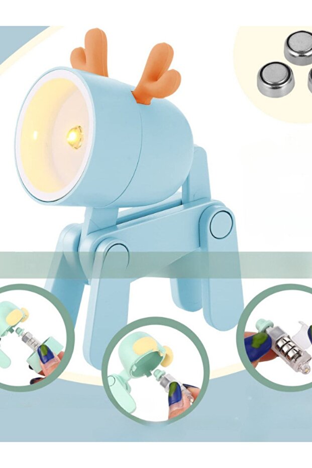 Mini Pembe Led Gece Lambası Sevimli Köpek Çocuklar Yatak Odası Başucu Oyuncak Masa Lambası - 5