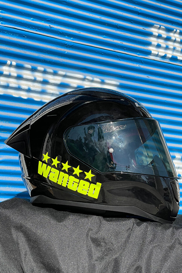 Decorative Neon Yellow Wanted Sticker Label for Motor-Car-Helmet 14Cmx5Cm
