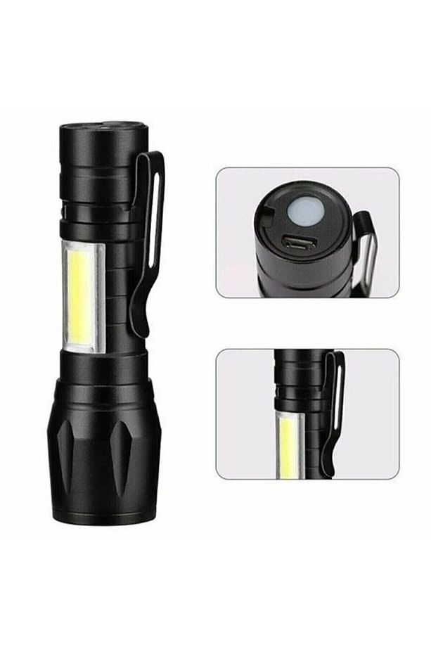 Ultra Güçlü 2500 Lumen 5w Cob Led Usb Şarjlı El Feneri Avcılık Feneri Kamp Feneri - 2