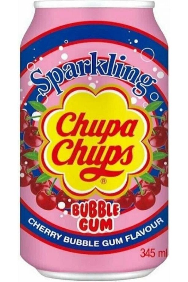 Bottled water Chupa Chups Sparkling Bubble Gum Cherry, in ca, 345 ml Chupa Chups Sparkling Bubble - 1