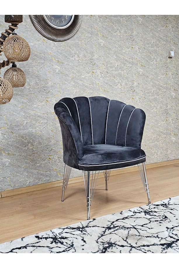 Tekli Krom Kaplama Tel Ayak Papatya Çay Seti Koltuk Tekli Berjer , Balkon, Salon, Ofis, Cafe Koltuk - 3