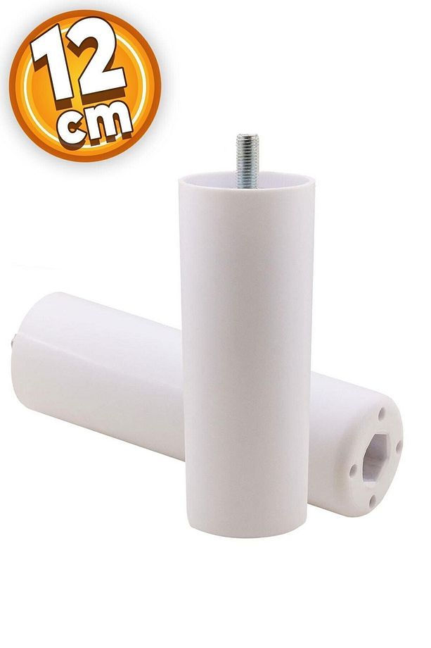 Mobilya Kanepe Koltuk Baza Yükseltme Yükseltici M8 Civatalı Incediş Destek Ayağı Ayakları Beyaz 12cm - 1