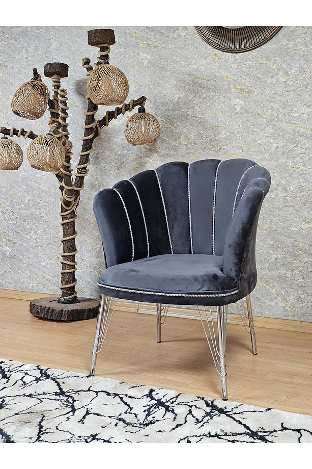 Tekli Krom Kaplama Tel Ayak Papatya Çay Seti Koltuk Tekli Berjer , Balkon, Salon, Ofis, Cafe Koltuk - 4