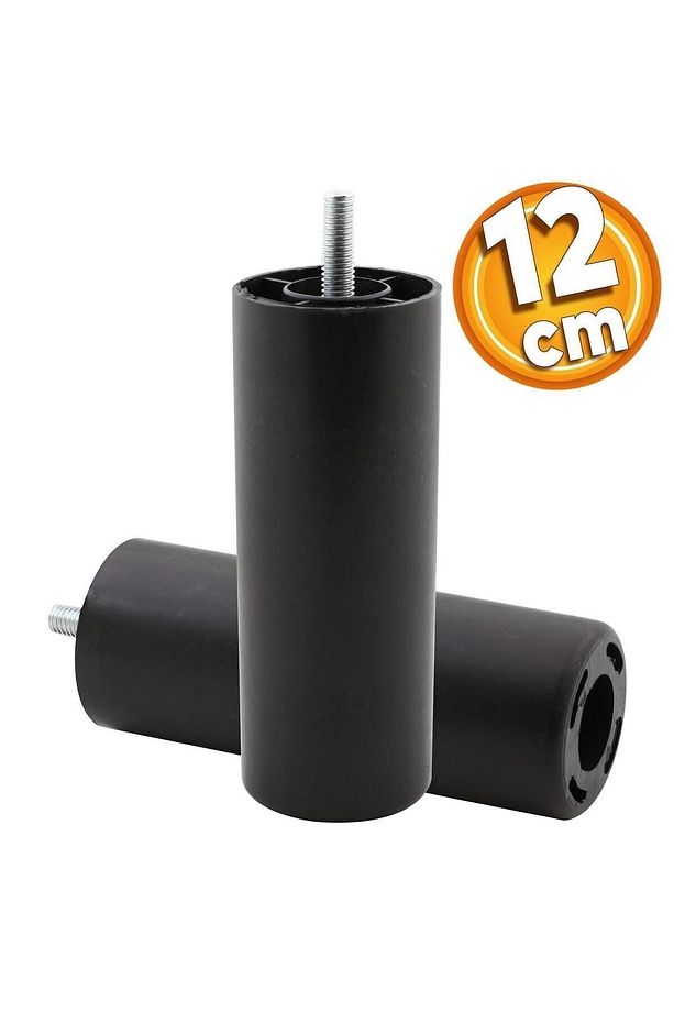 Mobilya Kanepe Koltuk Baza Yükseltme Yükseltici M8 Civatalı Incediş Destek Ayağı Ayakları Siyah 12cm - 6