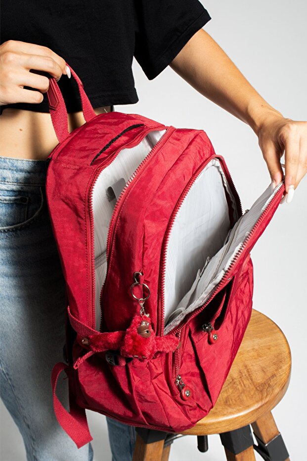 حقيبة مدرسية ميجا كبيرة الحجم ومتعددة الأقسام - حقيبة ظهر (مع قرد) - 5