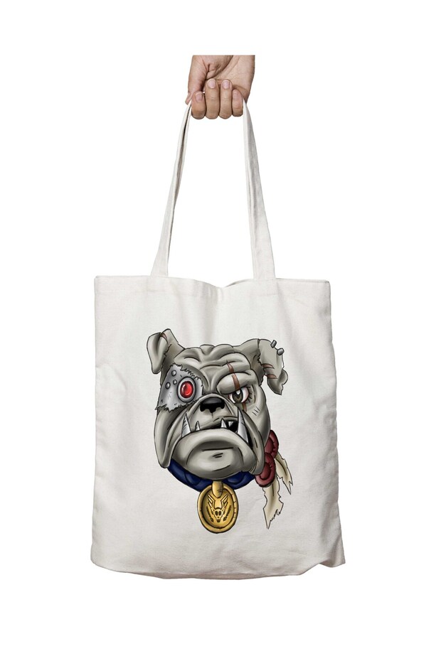 Pug Puppy Bulldog Two-Sided Permanent Printed Washable School Beach Shoulder Tote Bag
