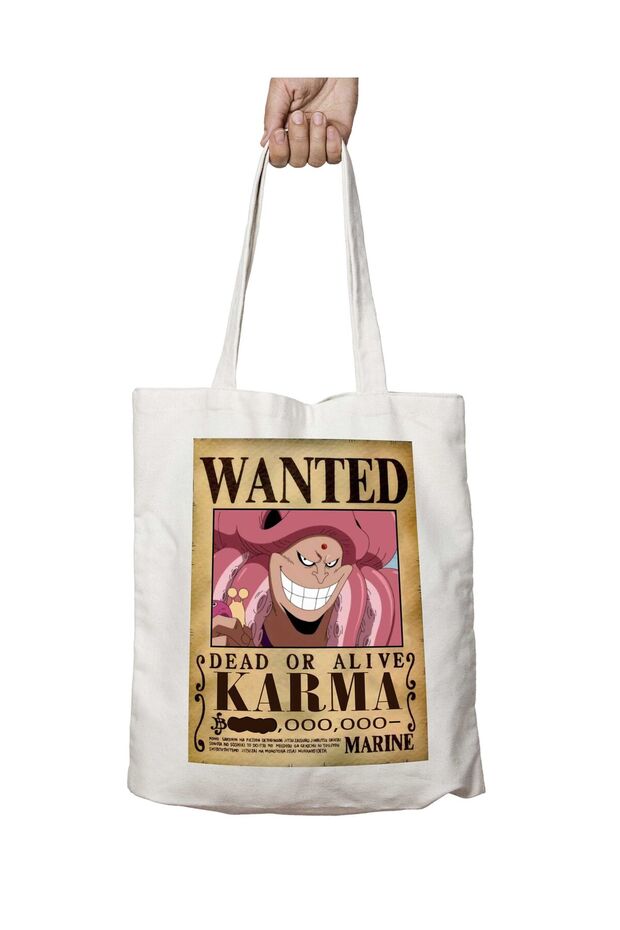 Wanted Karma - حقيبة قابلة للغسل بطباعة الرسوم المتحركة على الجانبين