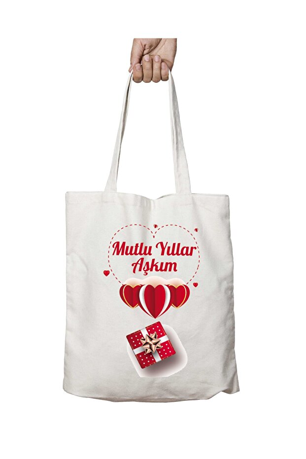 Happy Birthday My Love Gift Two-Sided Permanent Printed Washable School Beach Shoulder Tote Bag