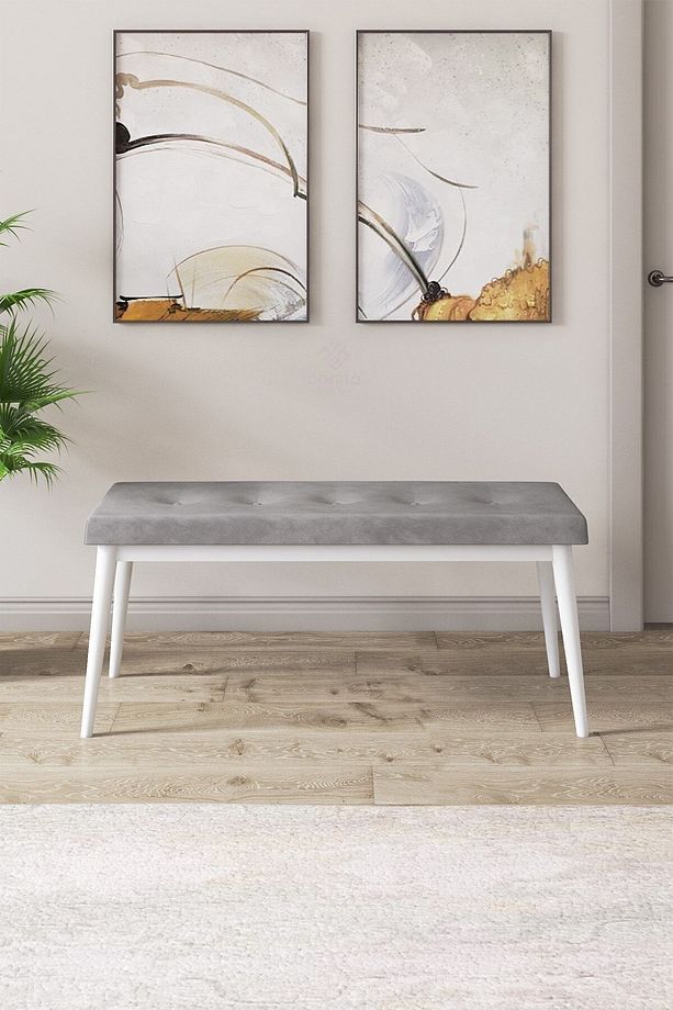 Due Serisi 80x132 Açılabilir Beyaz Mutfak Masası Takımı 4 Sandalye ve 1 Bench - 6