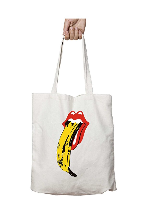 شفاه الموز من Tasty Pop Art - حقيبة قابلة للغسل مطبوعة على الجانبين