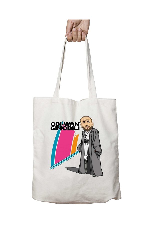 Obi-Wan Ginobili Two-Sided Permanent Printed Washable School Beach Shoulder Tote Bag