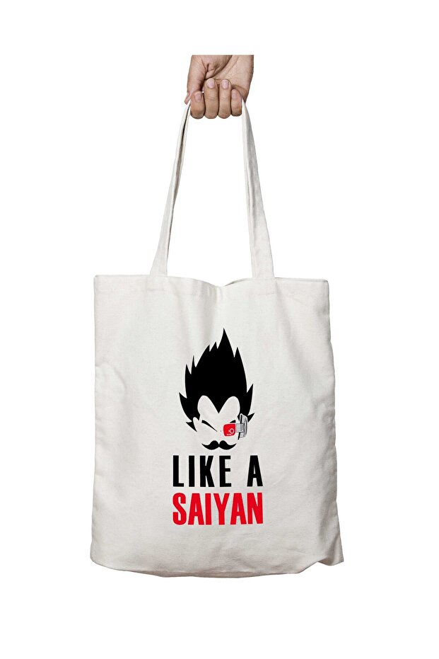 Like a Saiyan Two-Sided Permanent Printed Washable School Beach Shoulder Tote Bag