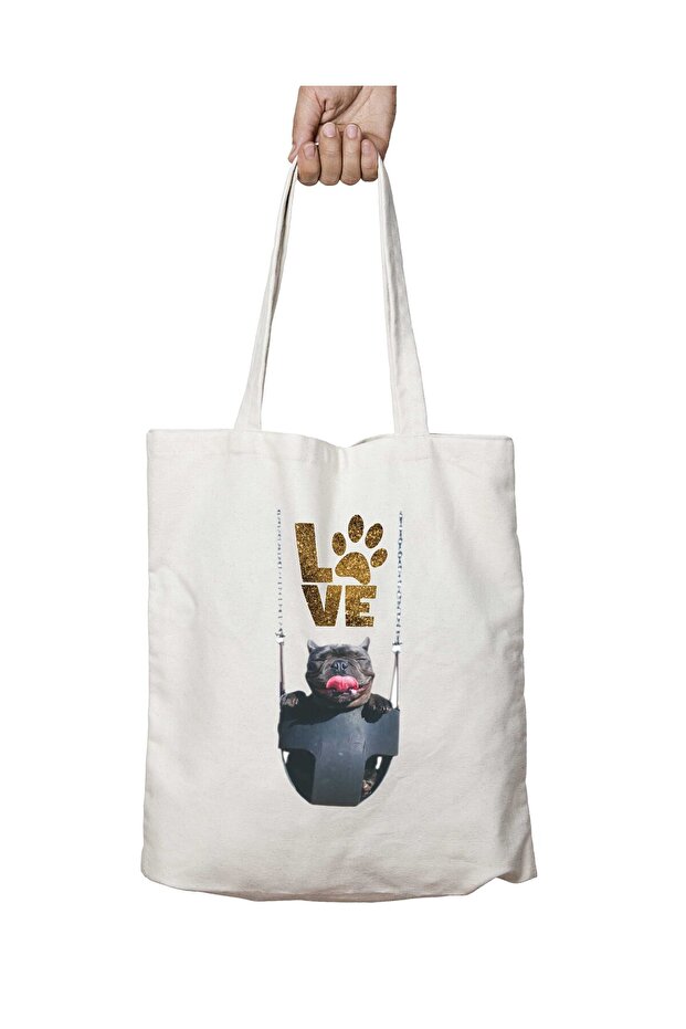 love Dog crazY - Washable Printed Two Sides Permanent Bag