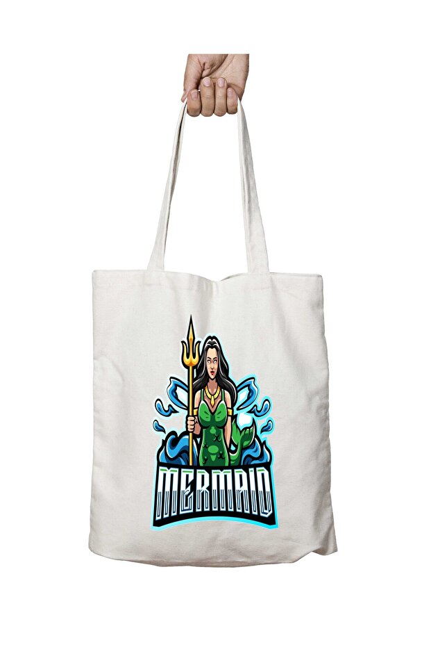 Mermaid Two-Sided Permanent Printed Washable School Beach Shoulder Tote Bag